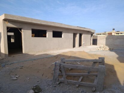New building partially finished on the school roof