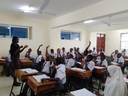Students in a new classroom