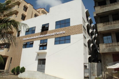 The finished front of the school